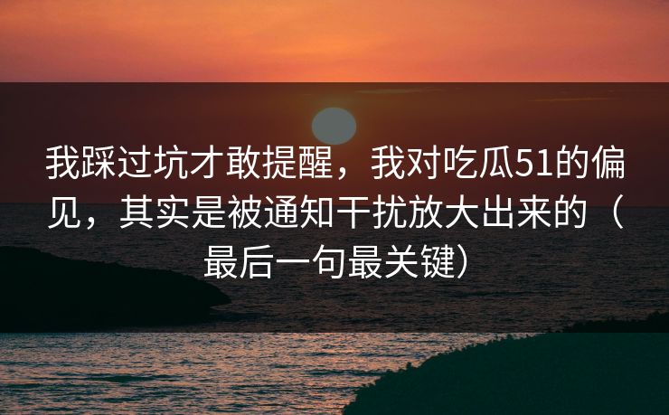 我踩过坑才敢提醒,我对吃瓜51的偏见,其实是被通知干扰放大出来的(最后一句最关键) 我踩过坑才敢提醒,我对吃瓜51的偏见,其实是被通知干扰放大出来的(最后一句最关键)